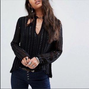 Free people Young Love Embellished Blouse